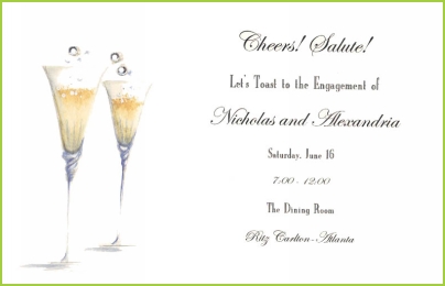 Champagne Glasses with 3 rhinestones invitation by Stevie Streck